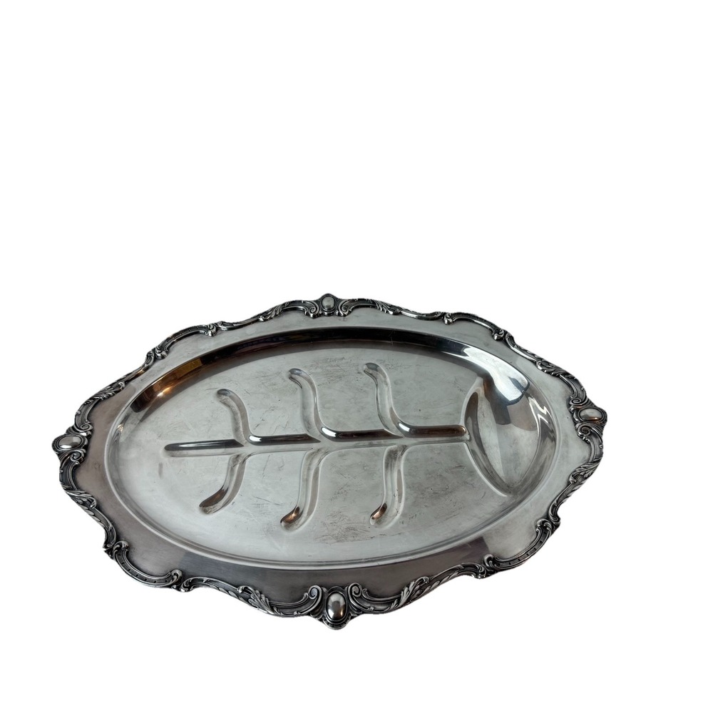 Vtg Wilcox International Silver Co. Rochelle Serving‎ Tray Footed Platter Ornate